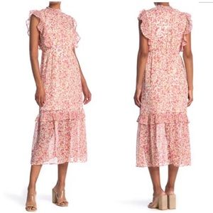CASLON FLORAL MAXI DRESS WITH FLUTTER SLEEVES SIZE SMALL